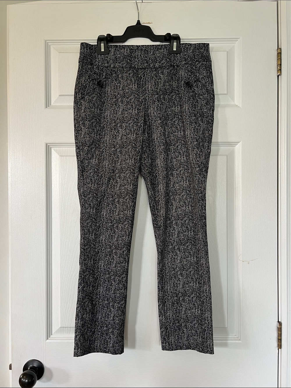 Joe Benbasset Black & White Textured Straight-Leg Pants